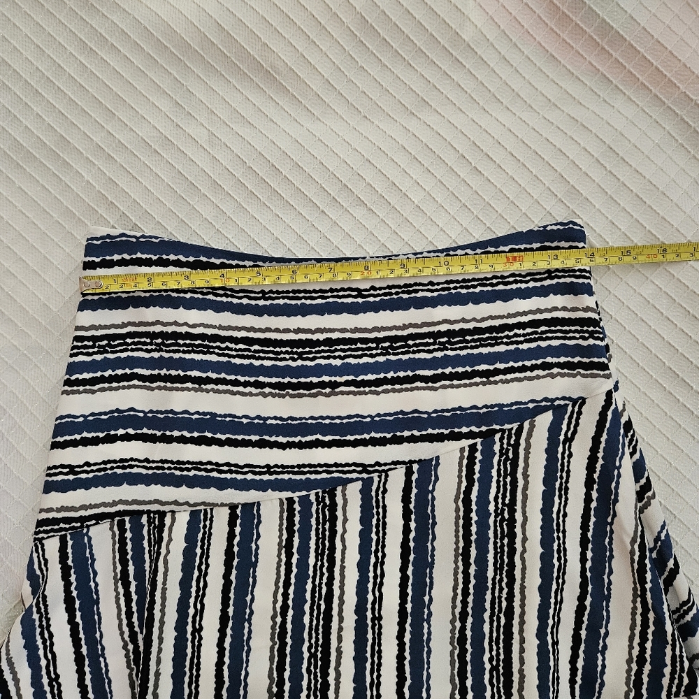 NWT LOFT Striped Blue, Black and White Flounce Skirt - Picture 11 of 12